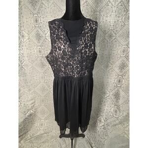 Morgan & Company Cocktail Dress Size 20 Black Lace & Satin